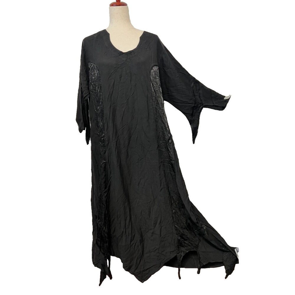 NWT Braja Embroidered Medieval Maxi Dress 100% Rayon India Gothic Witchy Costume